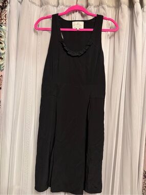 Madison Marcus Black Sleeveless Mini Dress with Ruffle Neckline